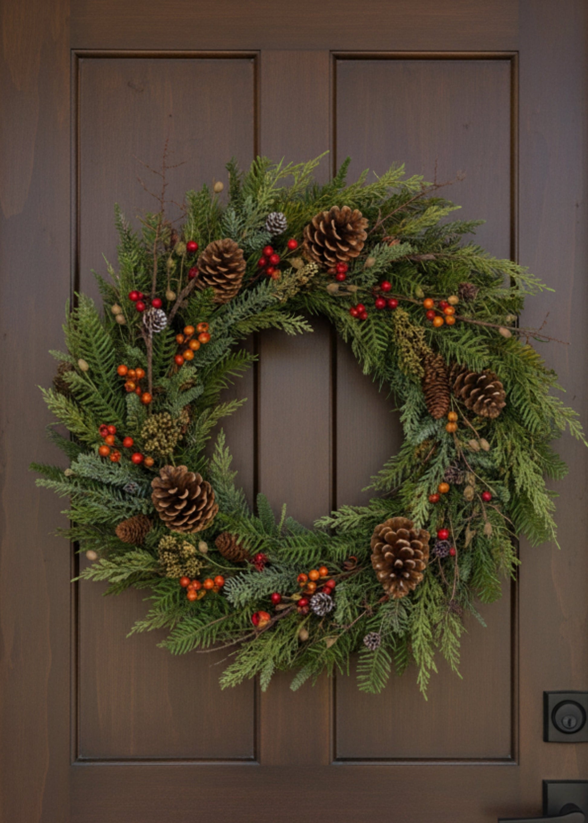 Festive Winter Pine and Pod Wreath - 24"