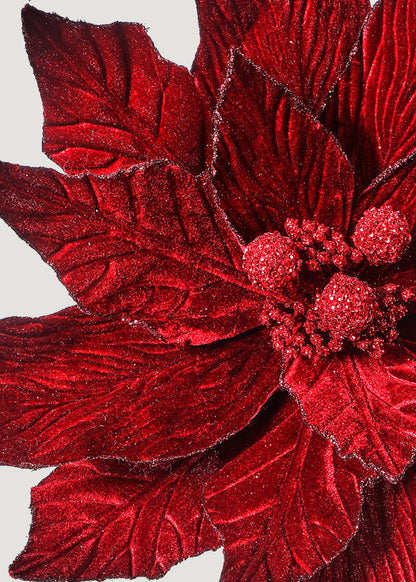 Large Burgundy Artificial Christmas Poinsettia Flower - 19" Wide