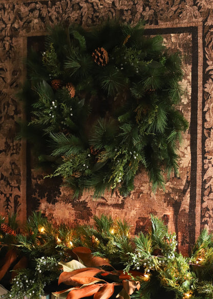 Artificial Juniper and Cedar Winter Wreath with Cones - 30"