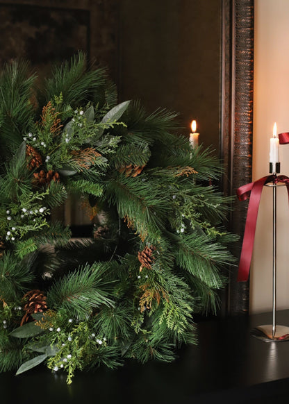 Artificial Juniper and Cedar Winter Wreath with Cones - 30"