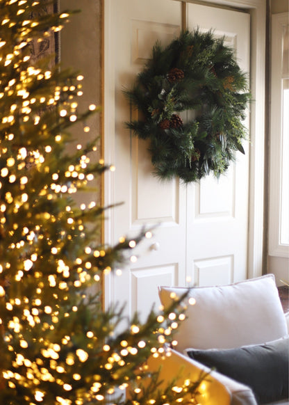Artificial Juniper and Cedar Winter Wreath with Cones - 30"