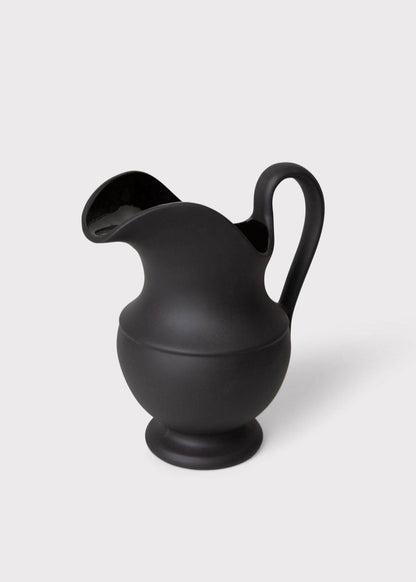 Sir/Madam Stoneware Pitcher Vase in Black - 9.75"