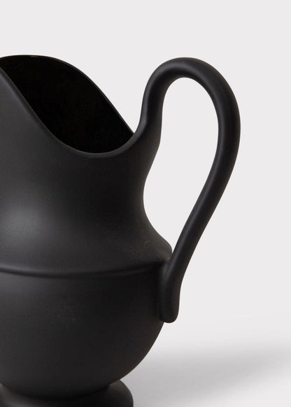 Sir/Madam Stoneware Pitcher Vase in Black - 9.75"