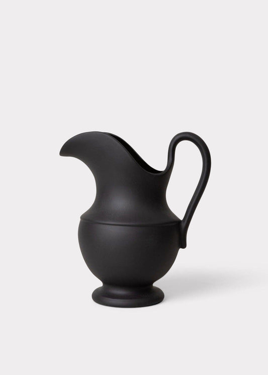 Sir/Madam Stoneware Pitcher Vase in Black - 9.75"