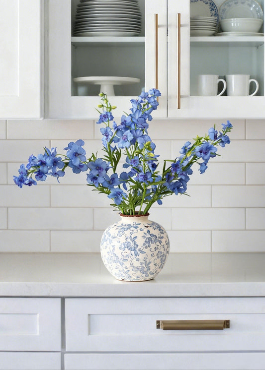 Blue Artificial Blooming Delphinium Flower - 39"