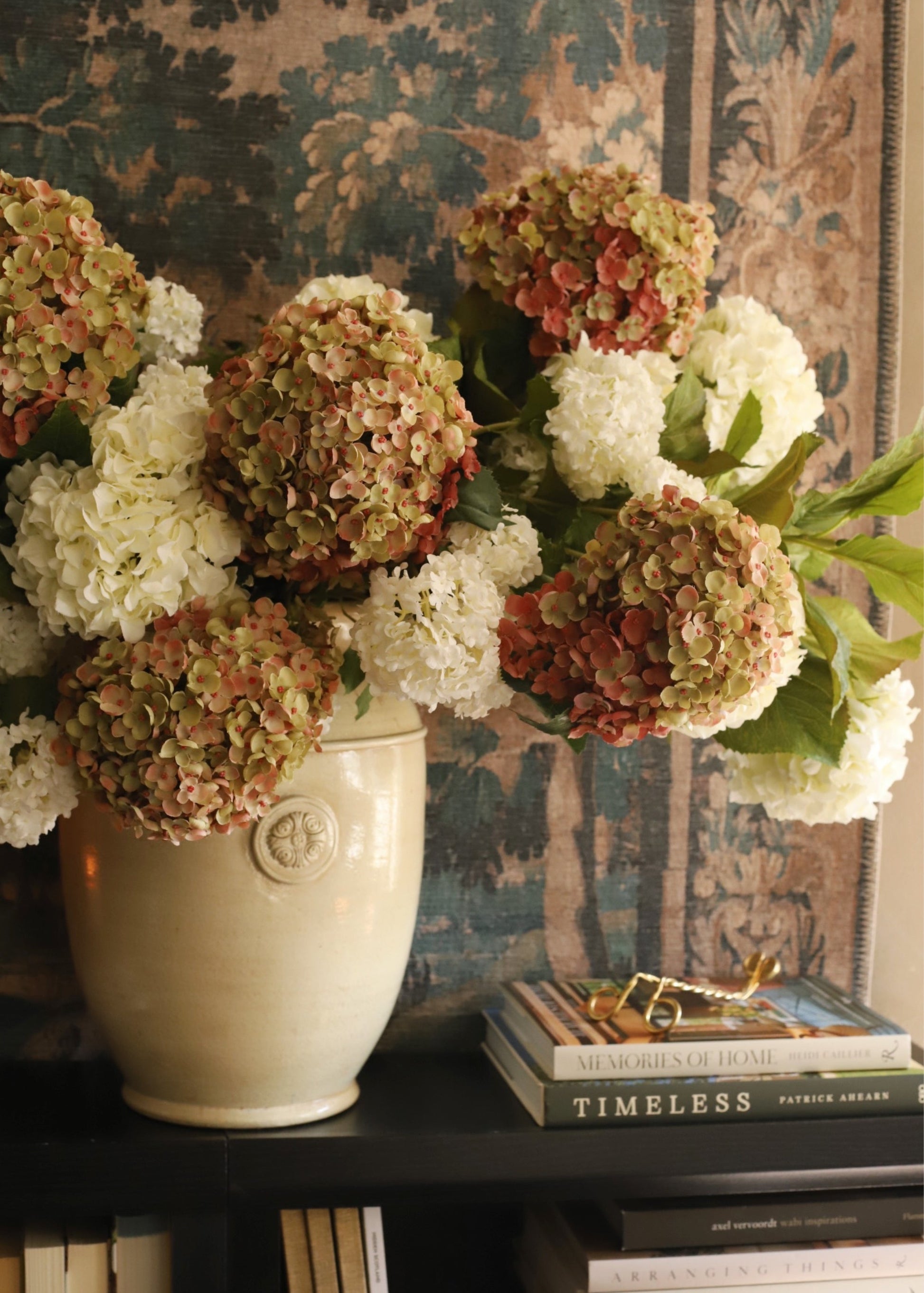 Mauve Green Artificial Hydrangea Flower - 34"