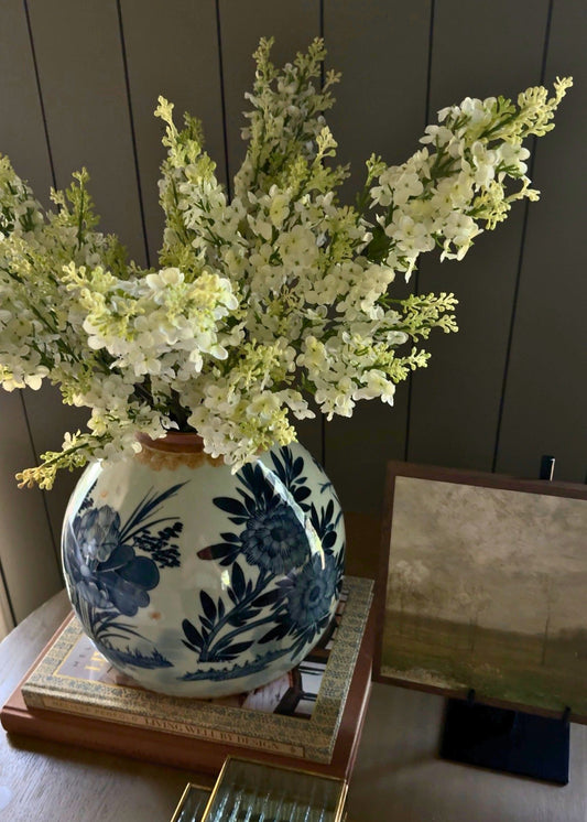 Cream Artificial Blooming Lilac Branch - 30"