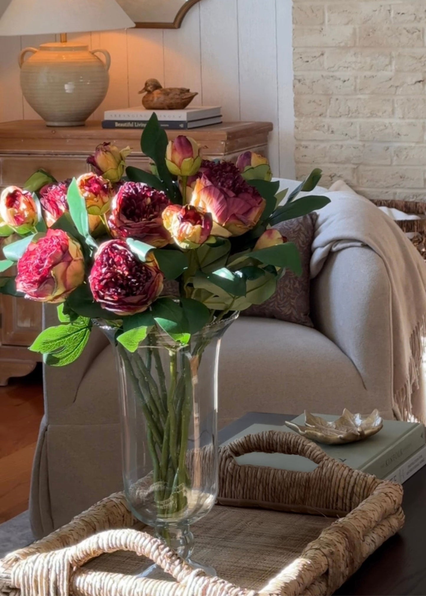 Burgundy Artificial Petite Peony Flower - 19"