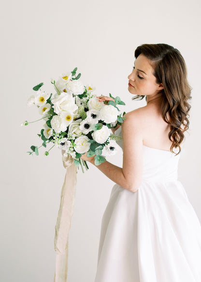 White Faux Ranunculus Flower - 18.75"