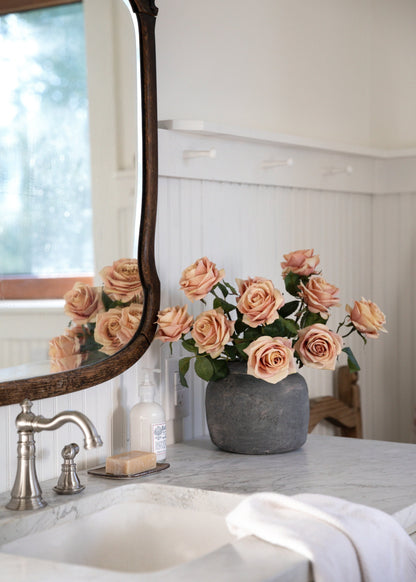 Sunset Pink Silk Rose Flower - 21.5"
