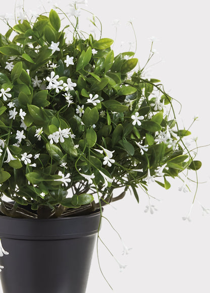 UV Treated Outdoor Fake Boxwood and Baby's Breath Potted Plant - 17"
