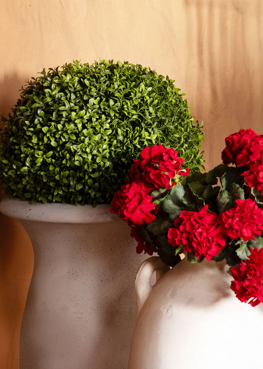 UV Treated Outdoor Boxwood Topiary Fake Plant in Pot - 22"