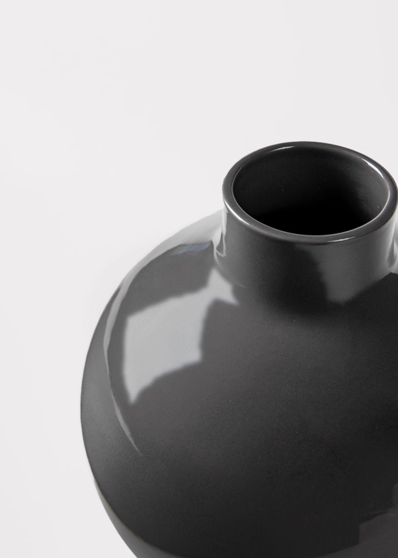 Afloral™ Small Round Ceramic Vase in Glossy Slate - 8"