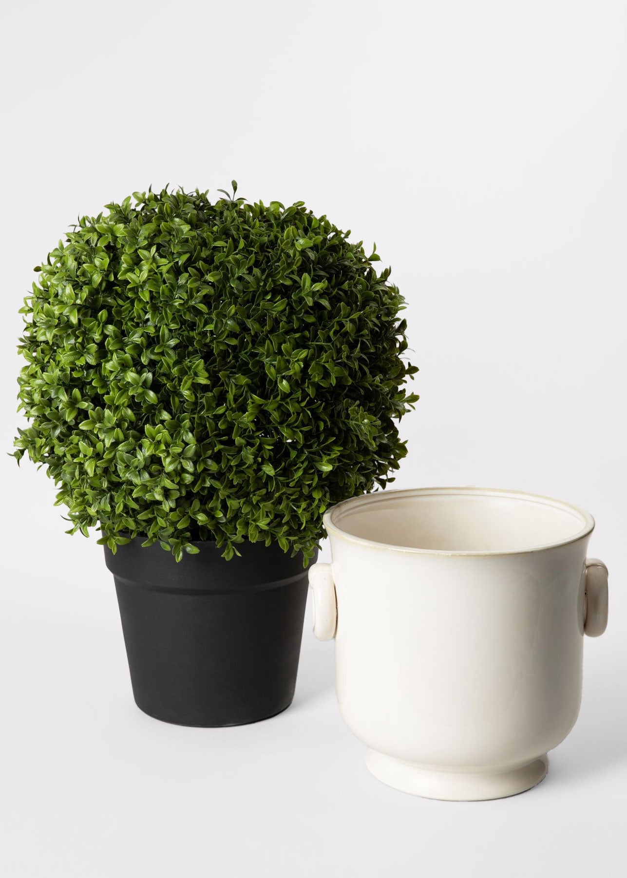 UV Treated Outdoor Boxwood Topiary Fake Plant in Pot - 22"