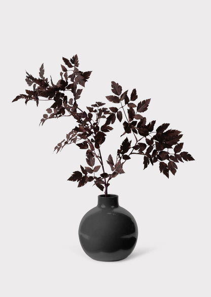 Afloral™ Small Round Ceramic Vase in Glossy Slate - 8"