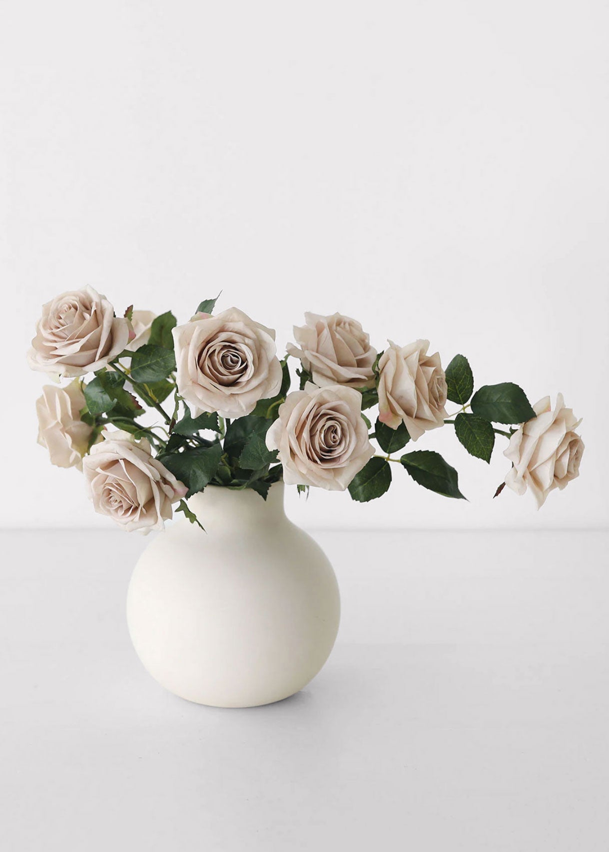 Artificial Flowers Rose in Taupe Beige - 21.5"