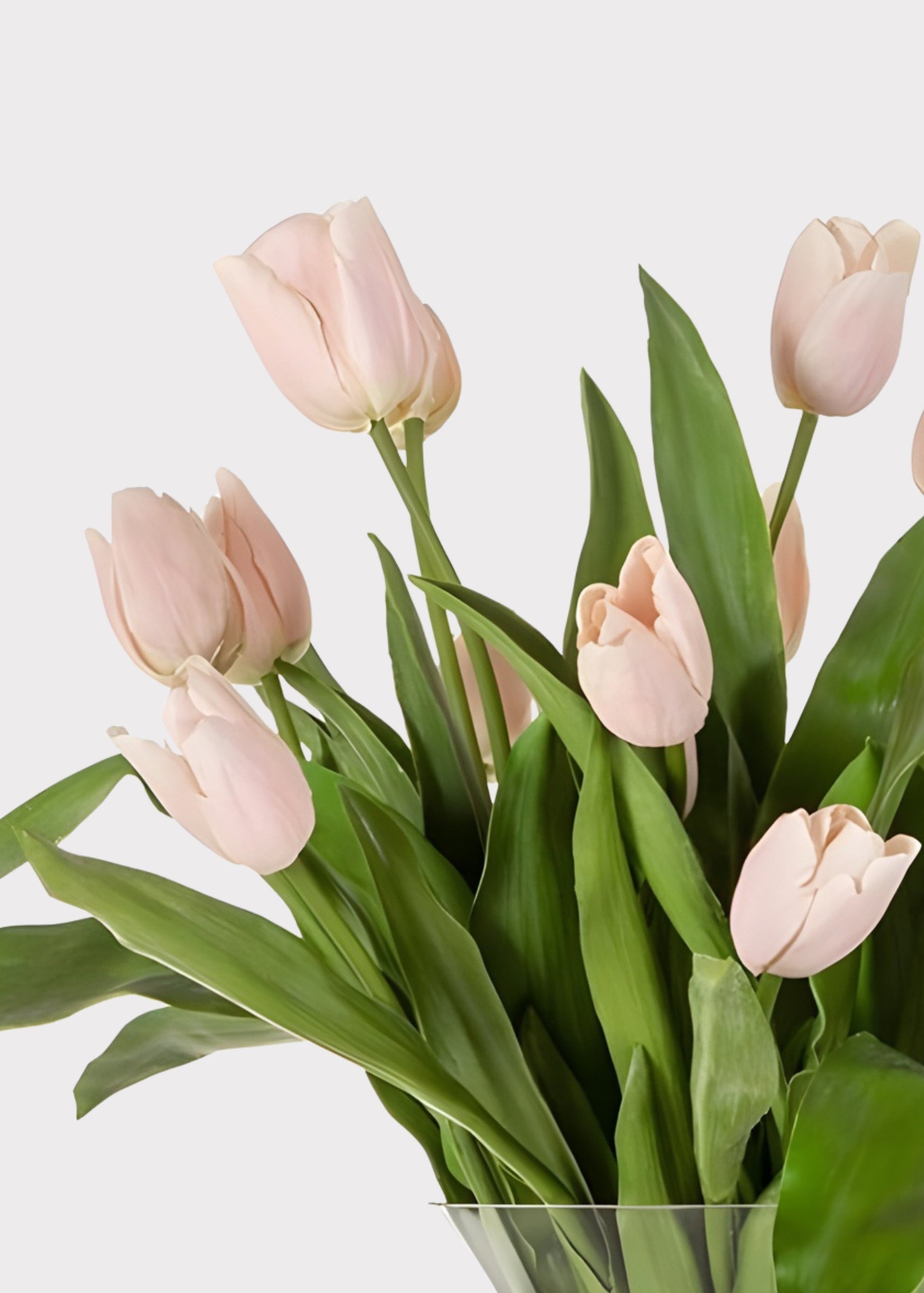 Pink Artificial Tulip Arrangement in Footed Glass Vase - 31"