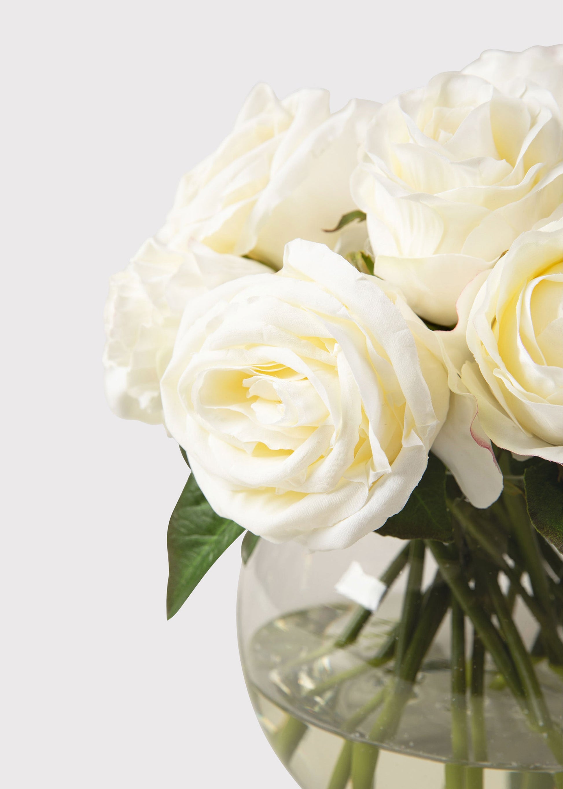 Real Touch Cream White Fake Rose Arrangement - 11.5"