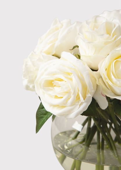 Real Touch Cream White Fake Rose Arrangement - 11.5"