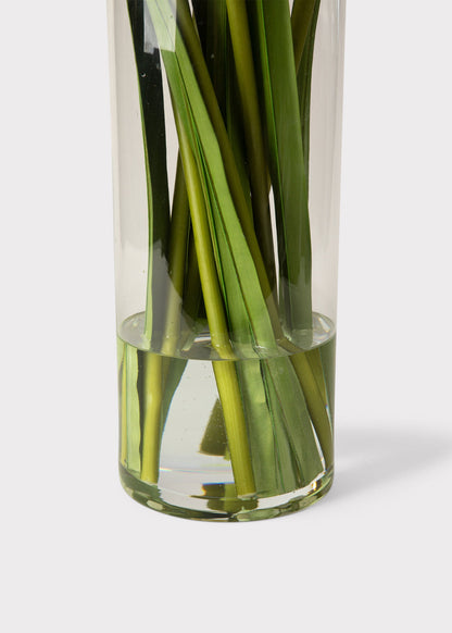 Blue Faux Agapanthus Flower Arrangement in Glass Vase - 31"