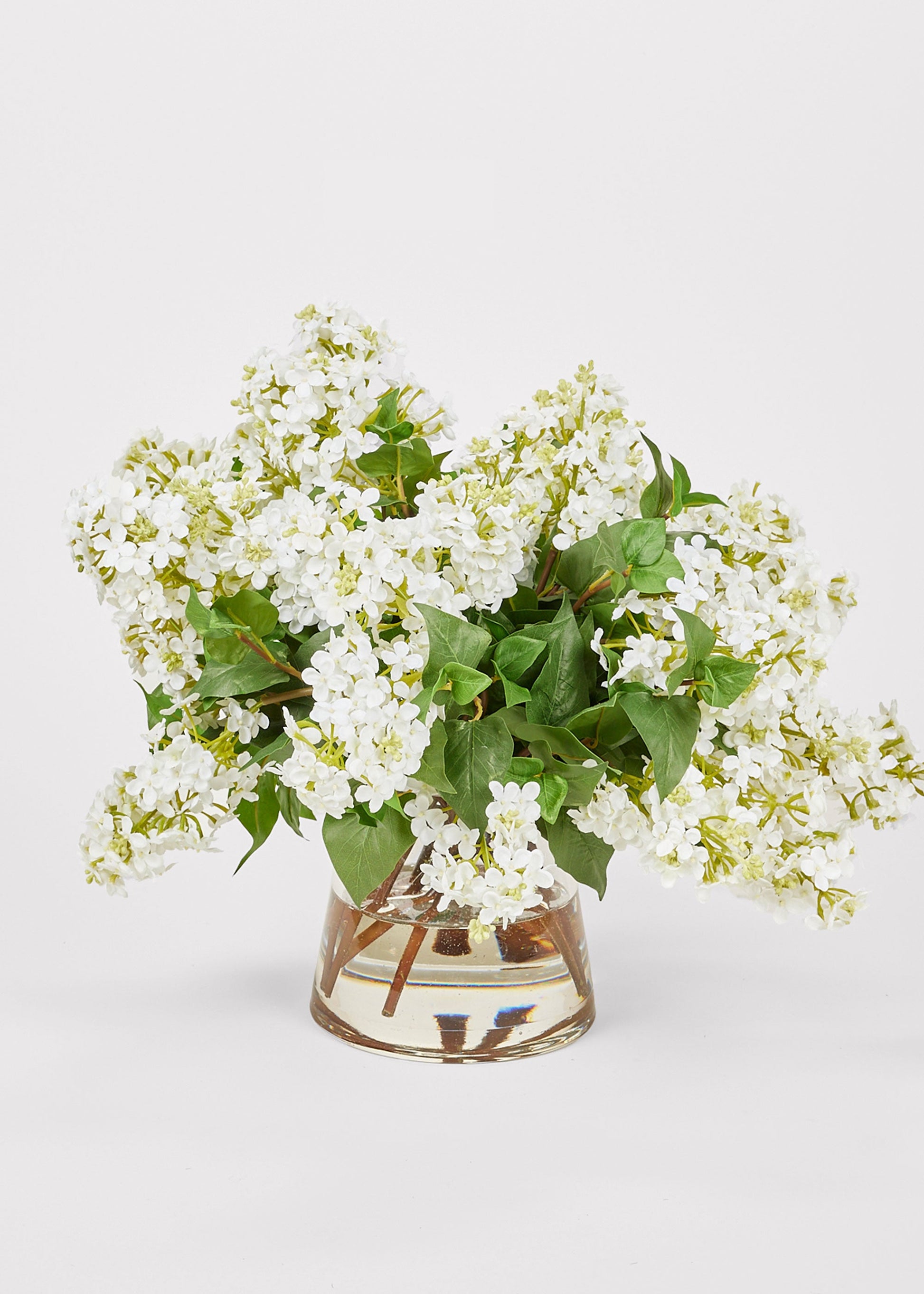 Faux Lilac Flower Arrangement in Glass Vase - 16"