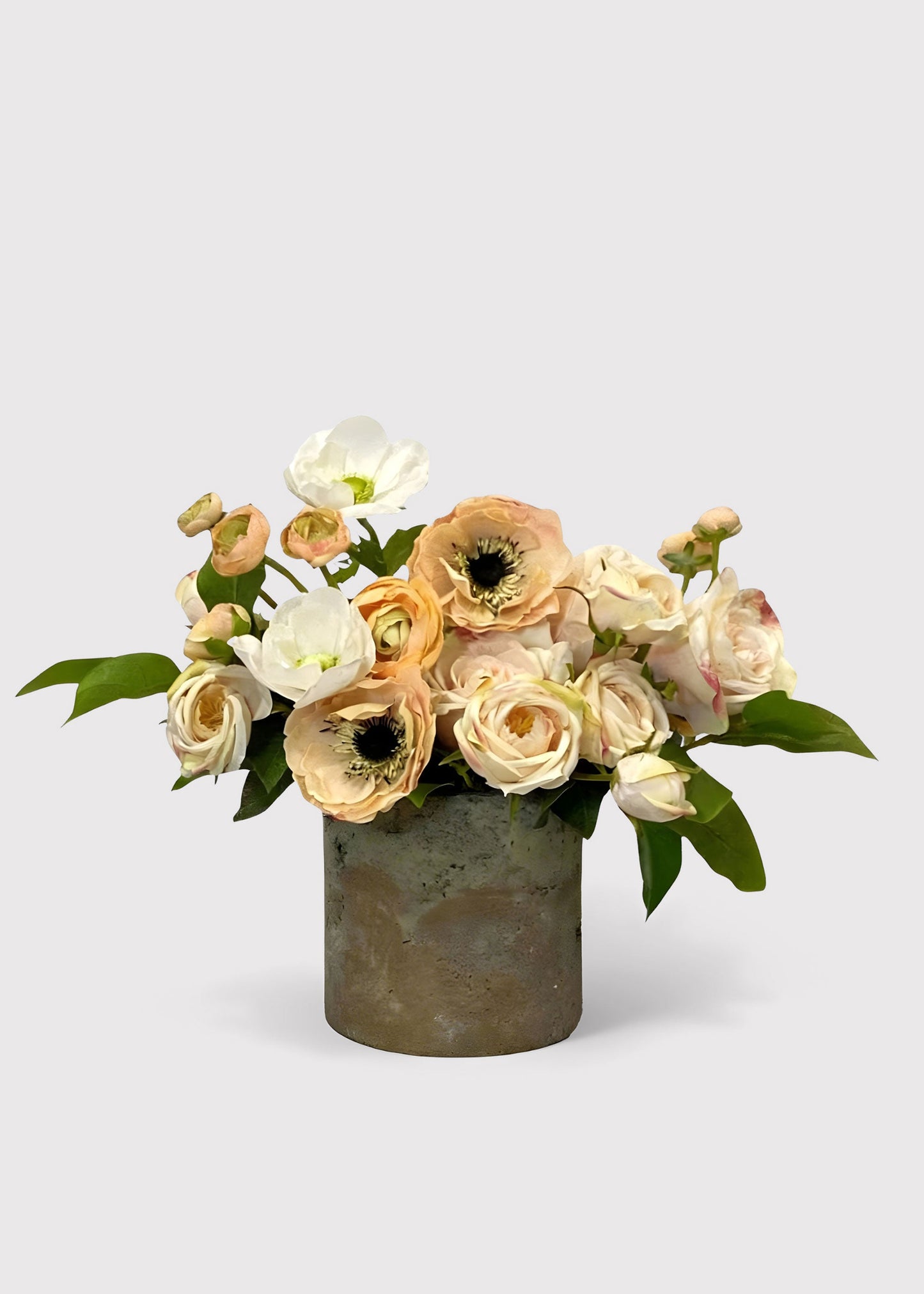 Real Touch Rose and Anemone Potted Flower Arrangement - 12"