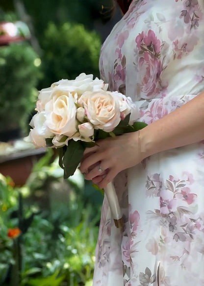 Destination Wedding Bouquet of Cream  Roses - 13"