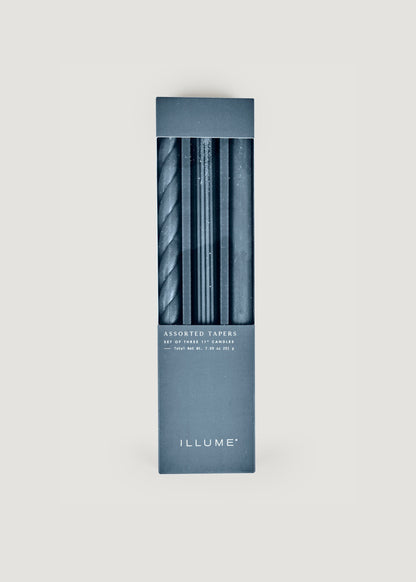 Pack of 3 Navy Blue Taper Candles - 11"