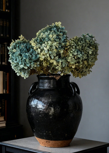 Preserved Flower Bundle of 3 Blue and Green Hydrangea Stems