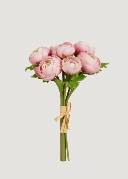 Light Pink Ranunculus Soft Touch Fake Flower Bundle of 7 - 11"