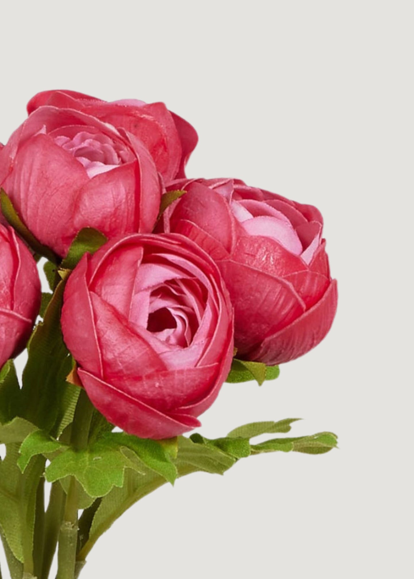 Dark Pink Ranunculus Soft Touch Fake Flower Bundle of 7 - 11"