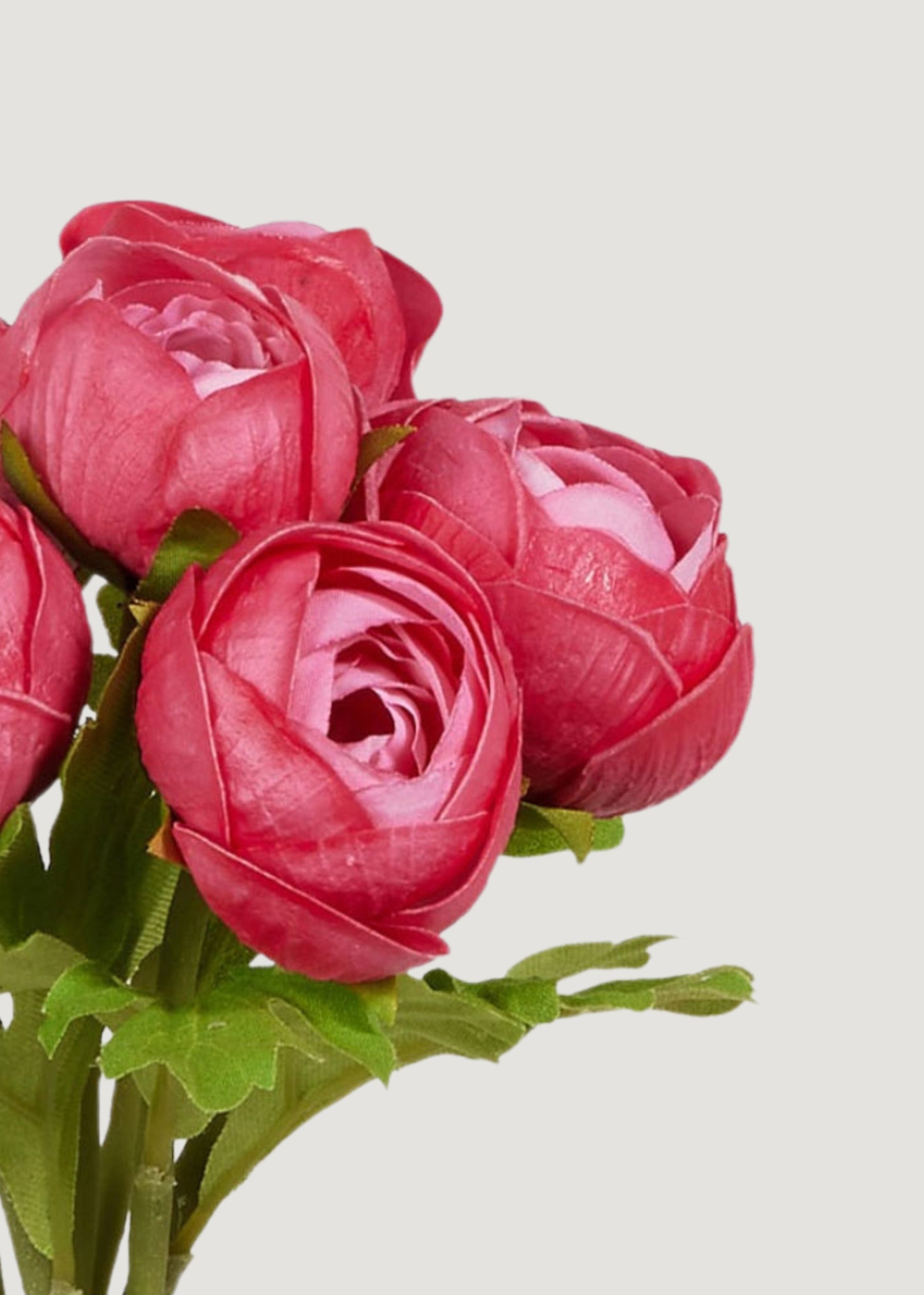 Dark Pink Ranunculus Soft Touch Fake Flower Bundle of 7 - 11"