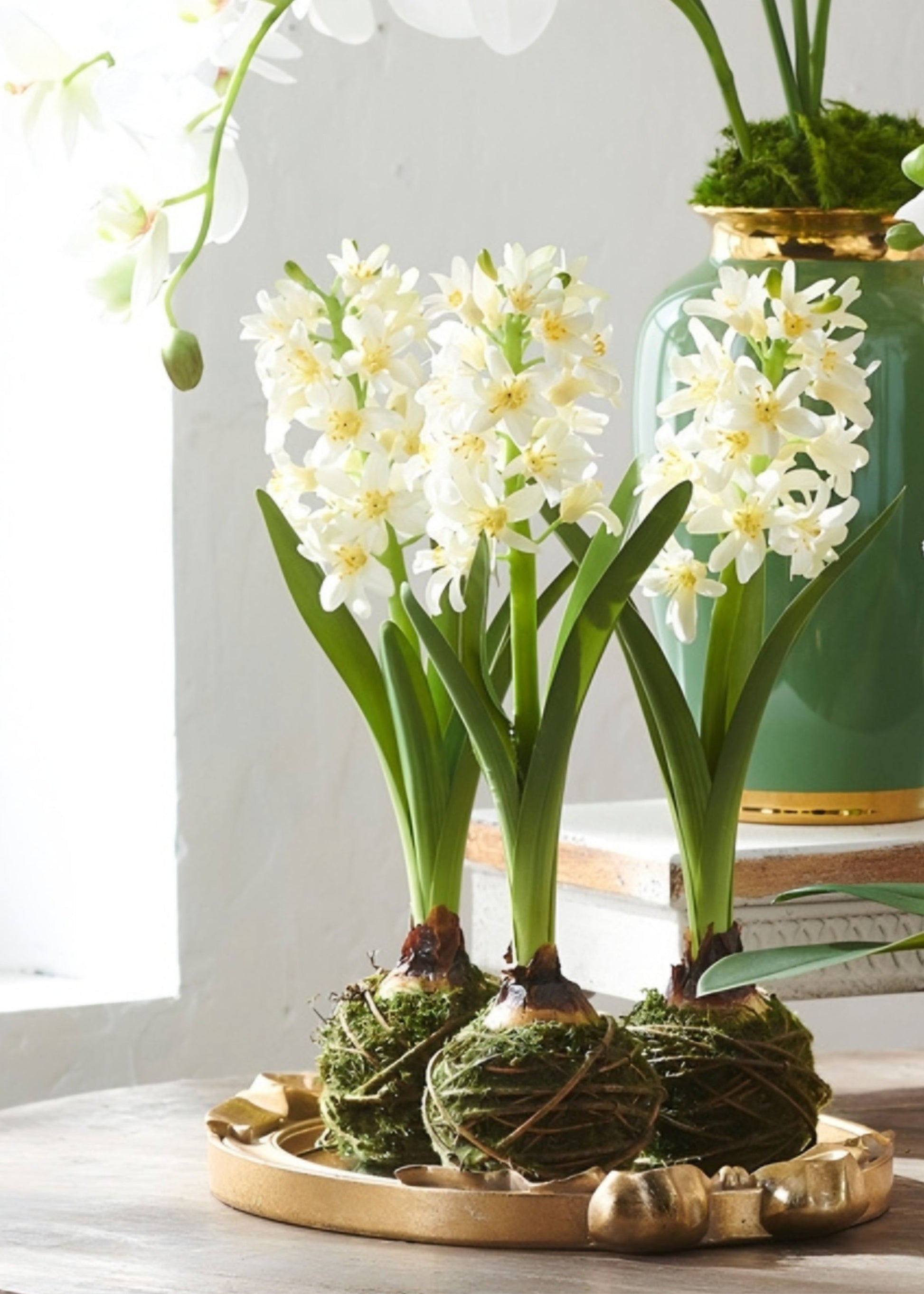 White Fake Blooming Spring Hyacinth Drop-In Plant - 15"