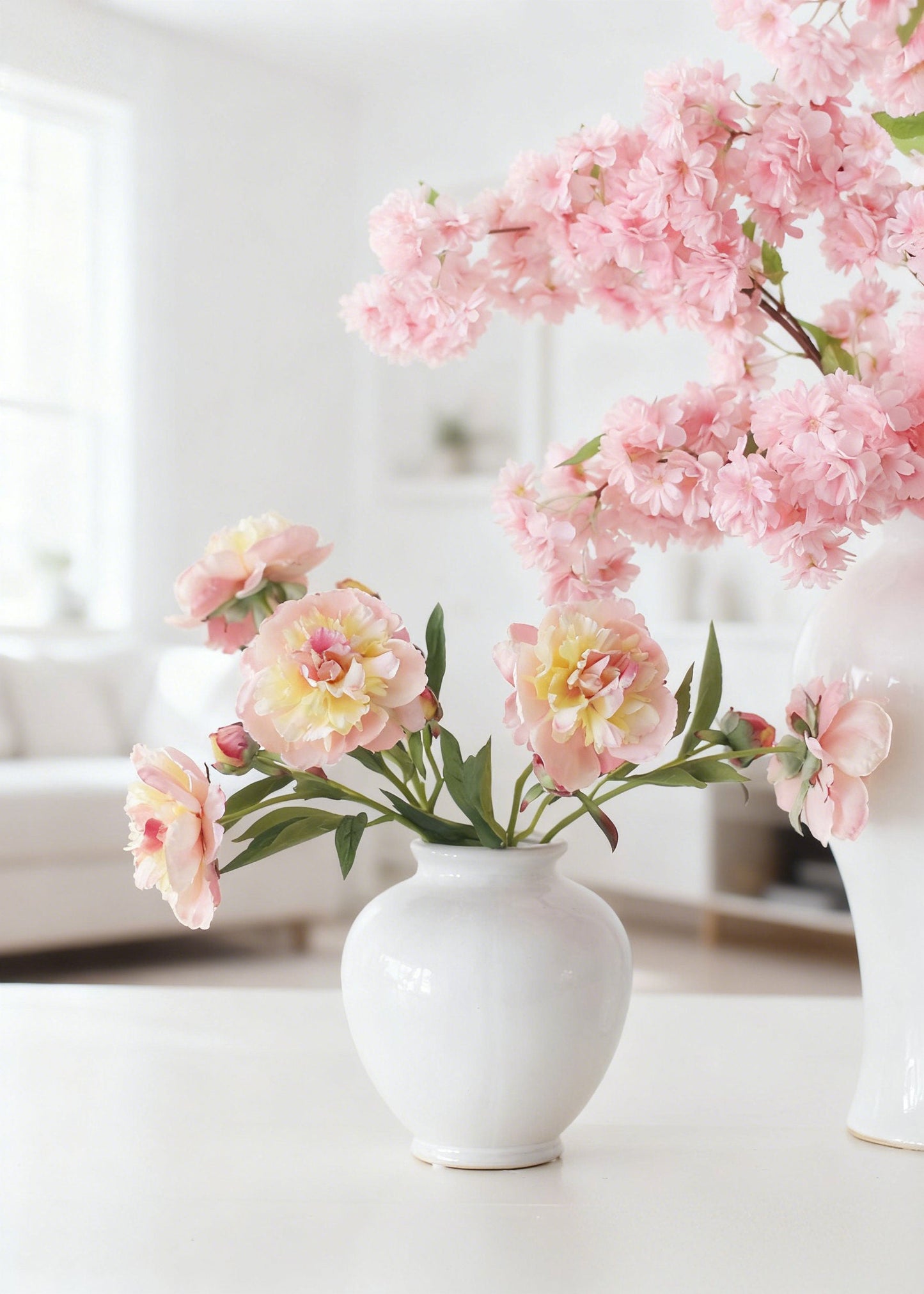 Blushing Nectar Faux Peony Flower - 22"