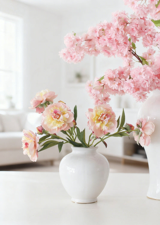 Blushing Nectar Faux Peony Flower - 22"