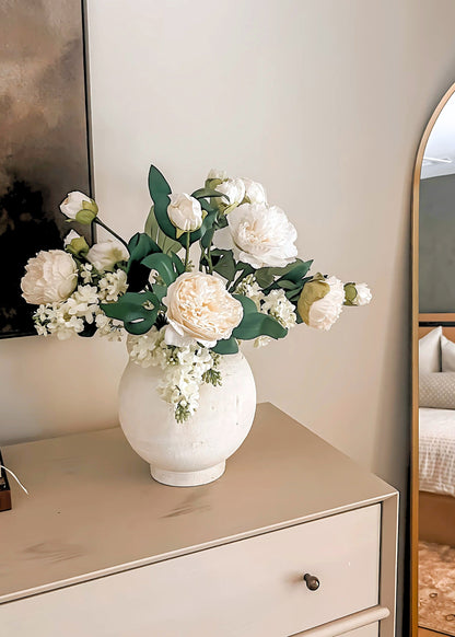 Petite Peony Fake Flower in Cream Blush - 19"