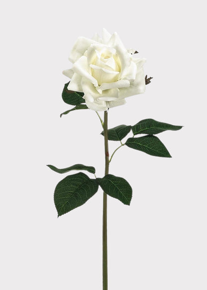 Fake Rose Real Touch Flower in White - 20.5"