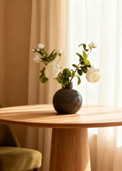 Afloral™ Small Round Ceramic Vase in Glossy Slate - 8"