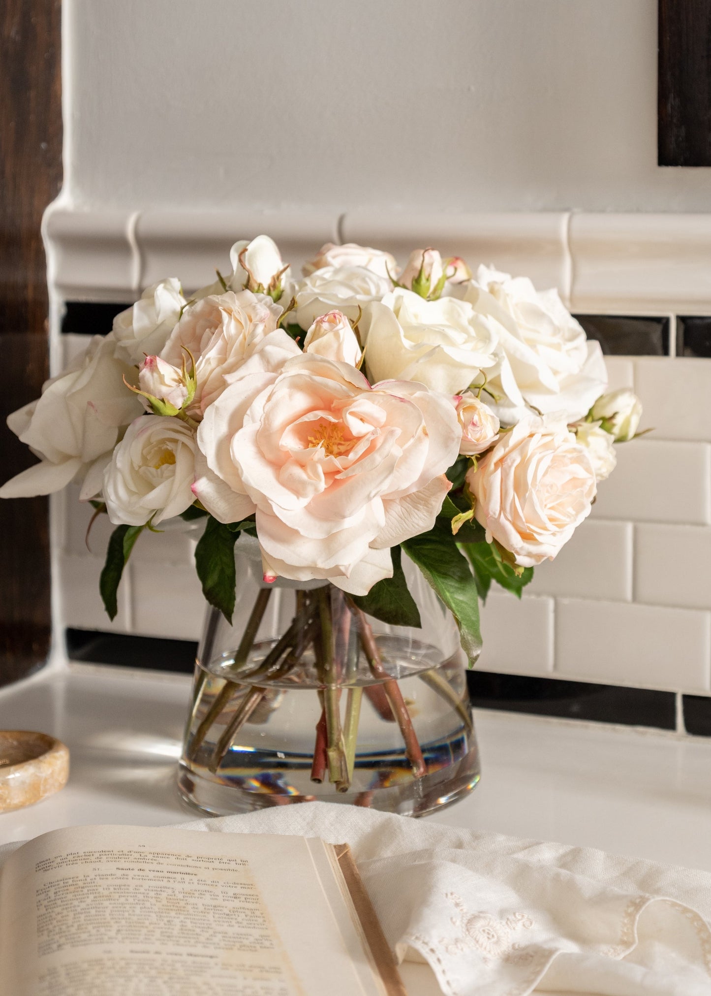 Natural Touch Rose Arrangement in Vase - 12"