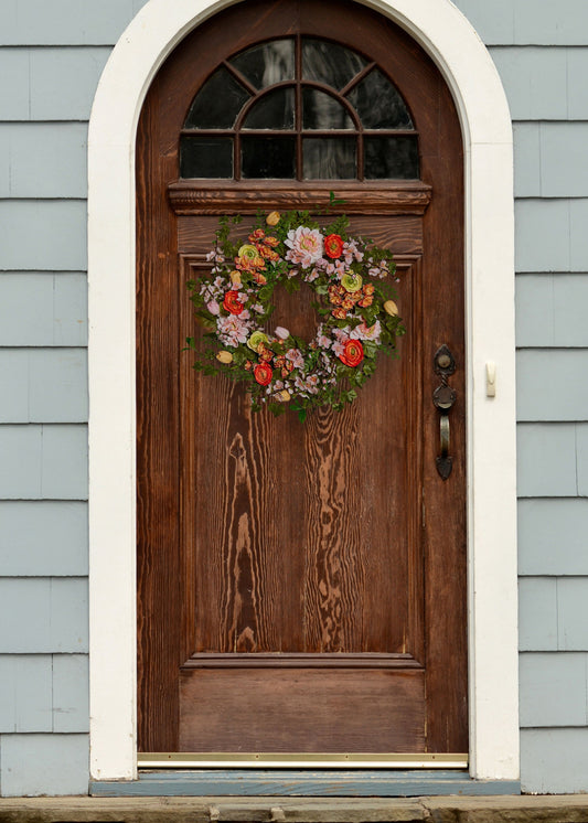 Fake Flower Garden Wreath - 24"