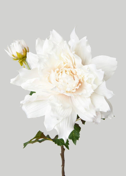 Large Cream White Artificial Dahlia Flower - 8" Bloom