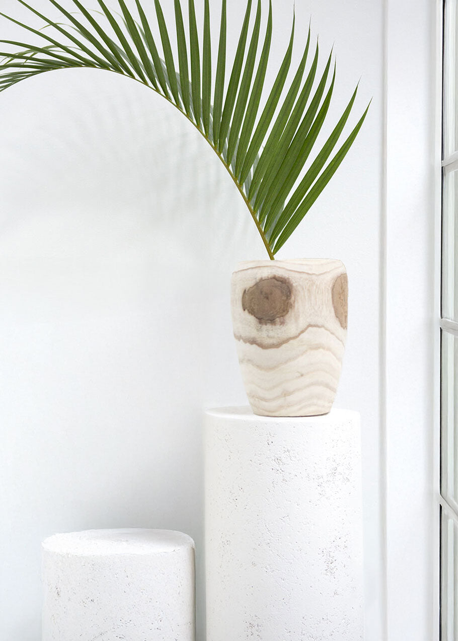 Large Wood Floral Vase - 9.5"